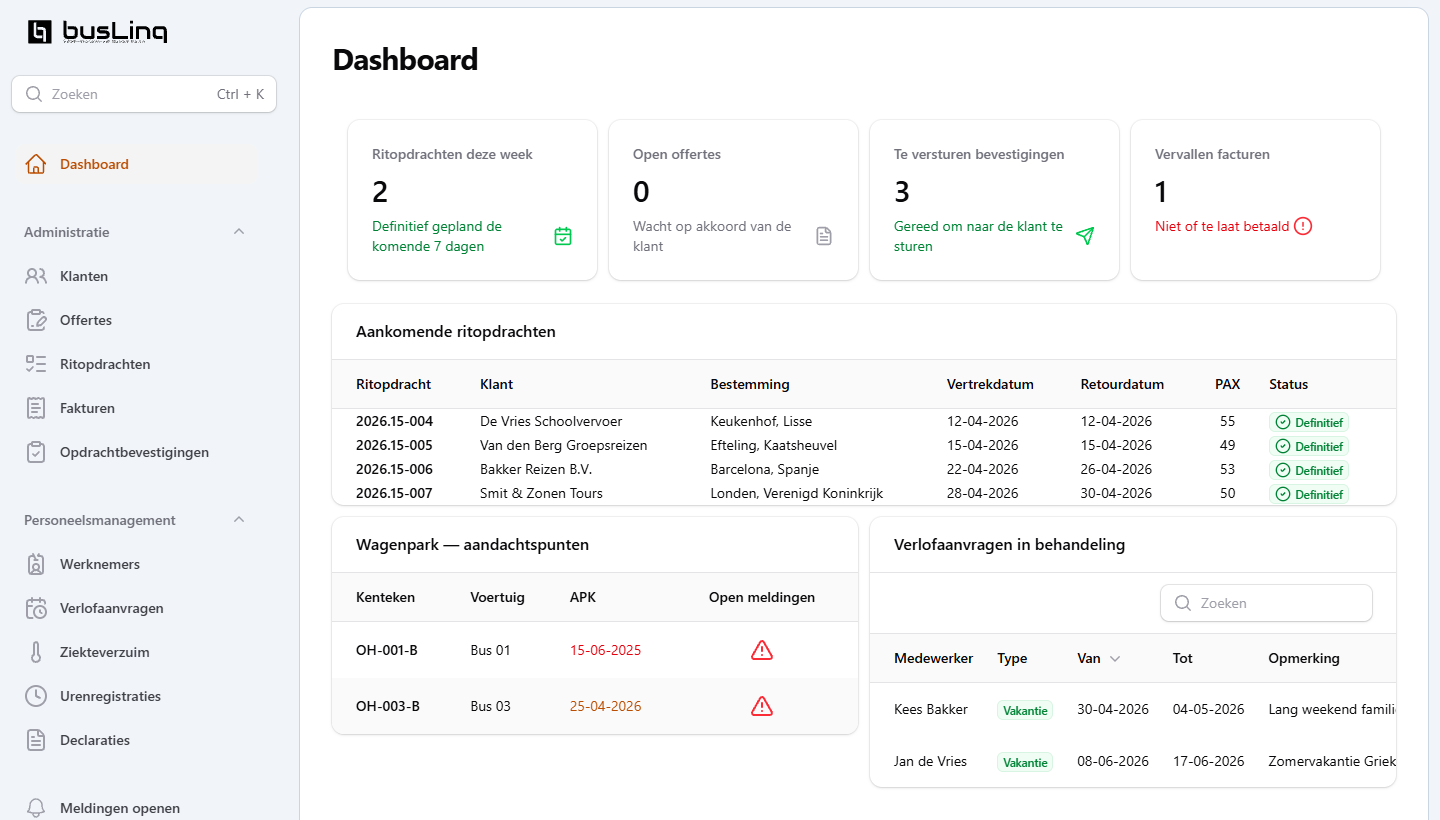 Dashboard — BusLinq